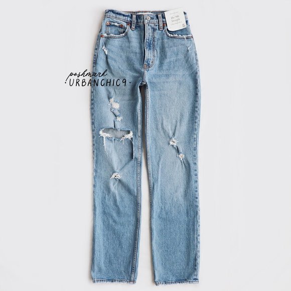 ABERCROMBIE 90s Ultra High Rise Straight Jean 24 - Picture 6 of 15